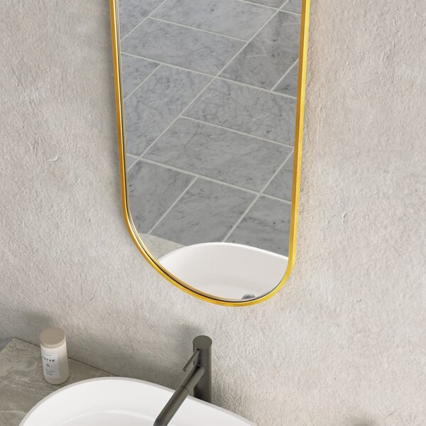 Erga Oval, oválné zrcadlo 35x90cm, zlatý rám, ERG-V01-OVAL-3590-GD