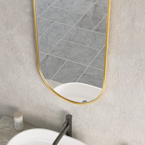 Erga Oval, oválné zrcadlo 40x90cm, zlatý rám, ERG-V01-OVAL-4090-GD