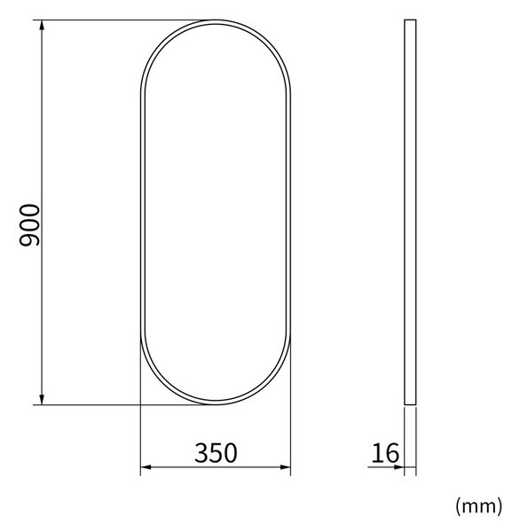 Erga Oval, oválné zrcadlo 35x90cm, zlatý rám, ERG-V01-OVAL-3590-GD
