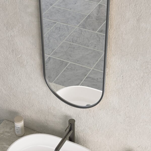 Erga Oval, oválné zrcadlo 35x90cm, černý rám, ERG-V01-OVAL-3590-BK