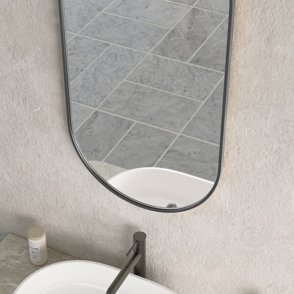 Erga Oval, oválné zrcadlo 45x90cm, černý rám, ERG-V01-OVAL-4590-BK