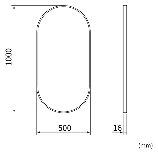 Erga Oval, oválné zrcadlo 50x100cm, zlatý rám, ERG-V01-OVAL-5010-GD