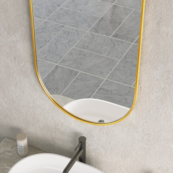 Erga Oval, oválné zrcadlo 50x100cm, zlatý rám, ERG-V01-OVAL-5010-GD