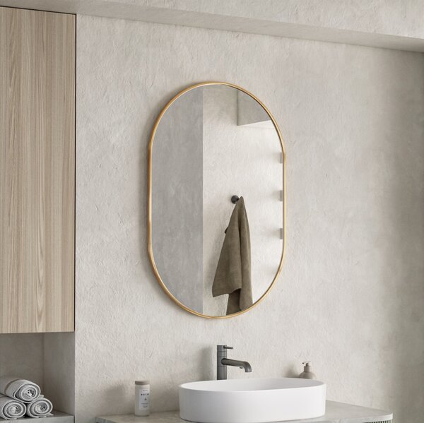 Erga Oval, oválné zrcadlo 60x90cm, zlatý rám, ERG-V01-OVAL-6090-GD