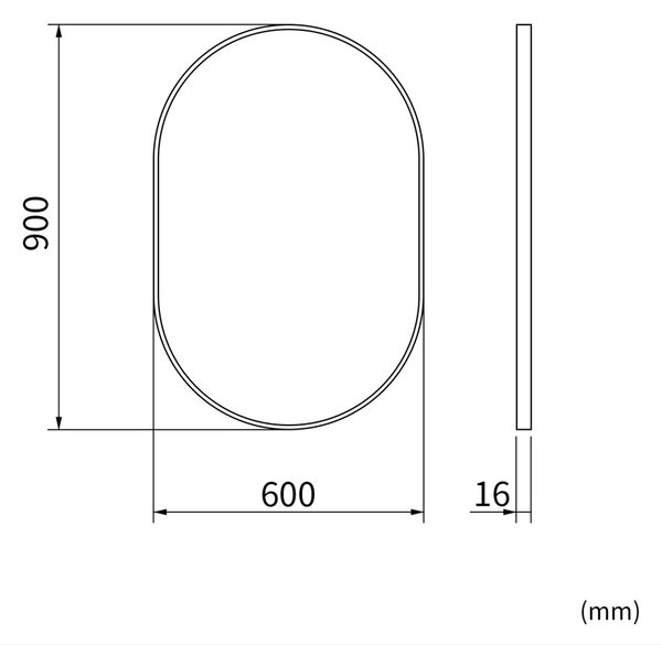 Erga Oval, oválné zrcadlo 60x90cm, zlatý rám, ERG-V01-OVAL-6090-GD