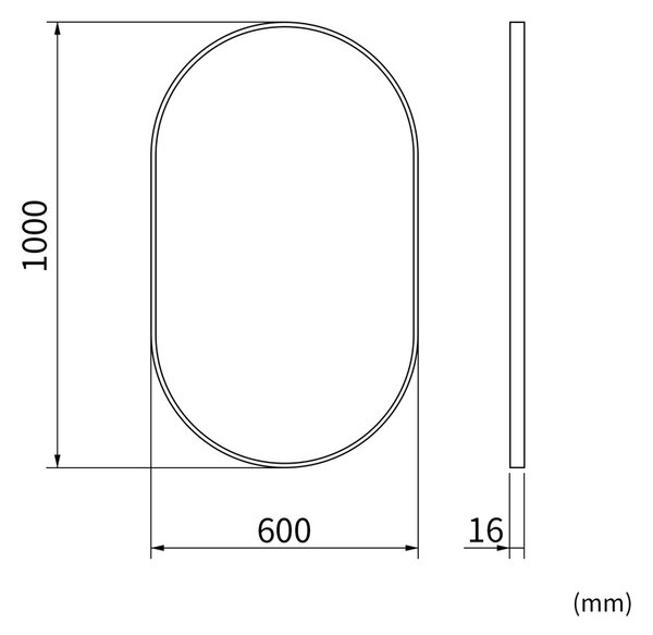 Erga Oval, oválné zrcadlo 60x100cm, zlatý rám, ERG-V01-OVAL-6010-GD
