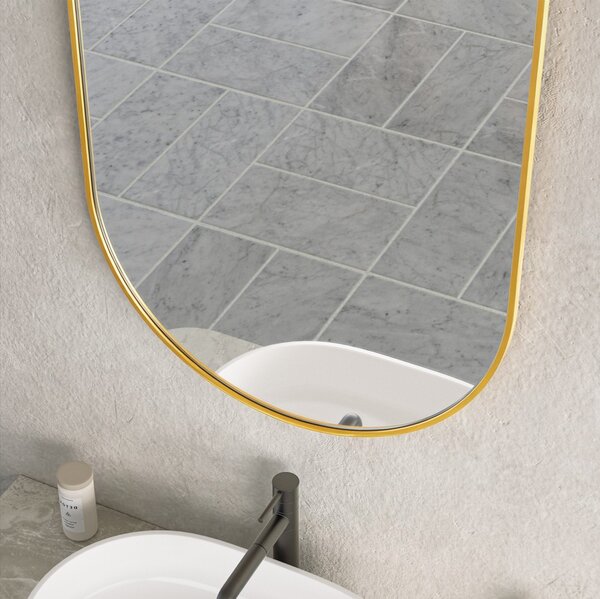 Erga Oval, oválné zrcadlo 60x90cm, zlatý rám, ERG-V01-OVAL-6090-GD