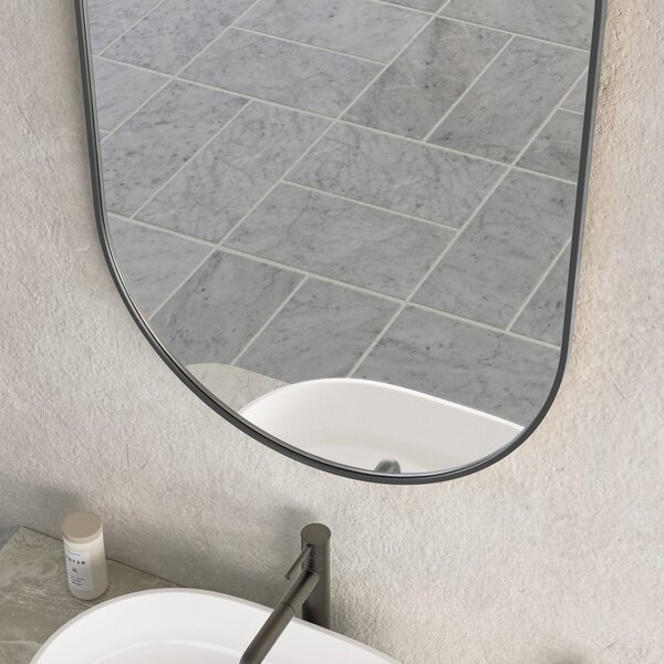 Erga Oval, oválné zrcadlo 60x100cm, černý rám, ERG-V01-OVAL-6010-BK
