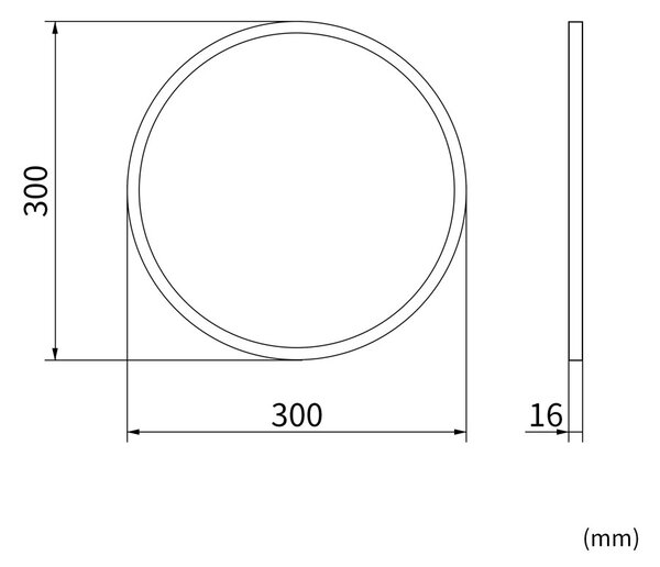 Erga Round, kulaté zrcadlo 30cm, černý rám, ERG-V01-ROUND-3030-BK