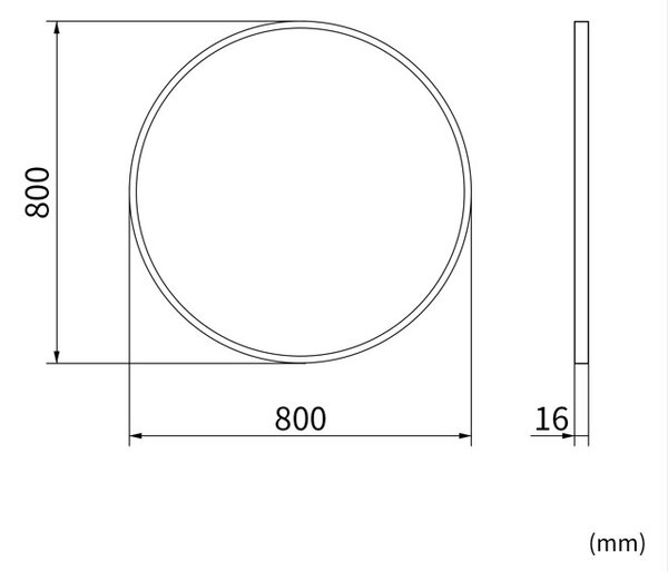 Erga Round, kulaté zrcadlo 80cm, černý rám, ERG-V01-ROUND-8080-BK