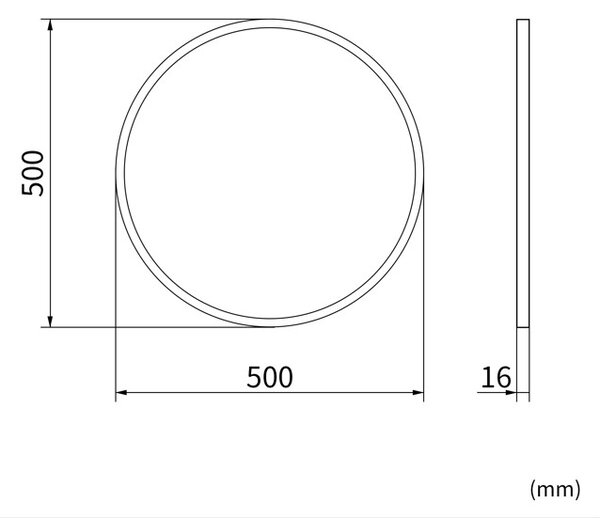 Erga Round, kulaté zrcadlo 50cm, černý rám, ERG-V01-ROUND-5050-BK