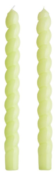 TWISTED Sada lesklých svíček 2 ks 25,5 cm - zelená