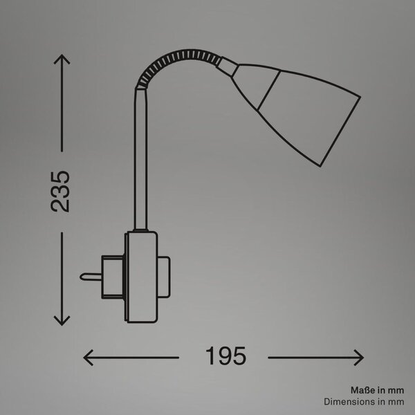 BRILONER Flexibilní svítidlo do zásuvky 23,5 cm E14 25W matný nikl BRI 2491012P