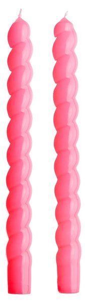 TWISTED Sada lesklých svíček 2 ks 25,5 cm - růžová