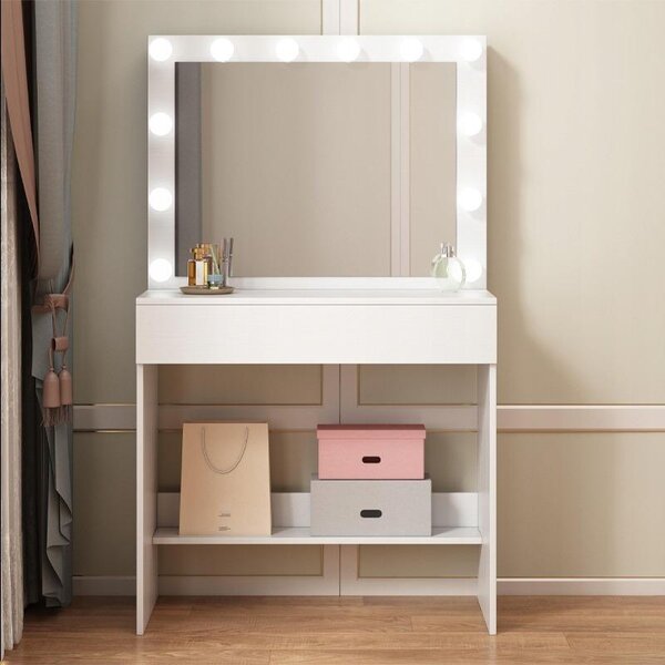 Kosmetický stolek s LED zrcadlem pro líčení Moderní loftový glamour