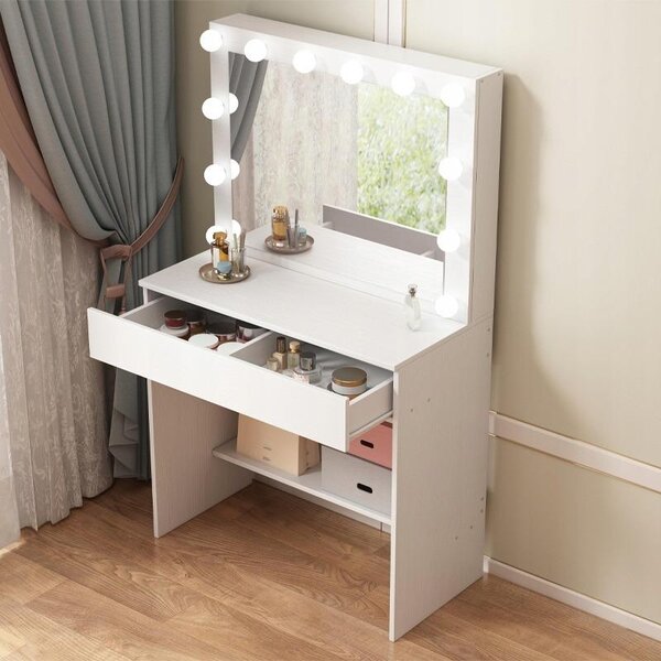 Kosmetický stolek s LED zrcadlem pro líčení Moderní loftový glamour