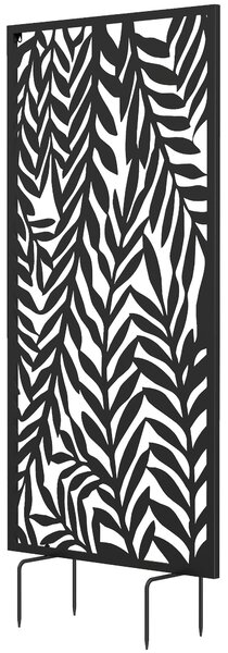 Outsunny zástěna pro soukromí 65 × 1,5 × 130 cm, volně stojící i nástěnná – kovový dekorativní panel, černá | Aosom