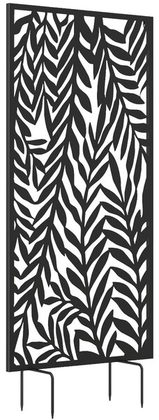 Outsunny zástěna pro soukromí 65 × 1,5 × 130 cm, volně stojící i nástěnná – kovový dekorativní panel, černá | Aosom