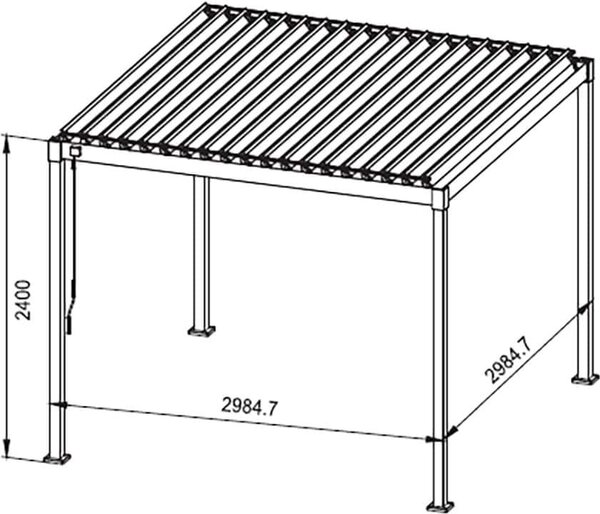 Ocelová bioklimatická pergola Mirador s lamelovou střechou, tloušťka sloupků 8 × 8 cm, 3 × 3 m, antracitová – podobná RAL 7015