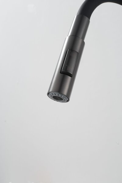 Gamma Flex 4000, stojánková dřezová baterie s flexibilním ramenem, 2-funkční výtok, černá-grafitová, GMA-BFX-4000GM