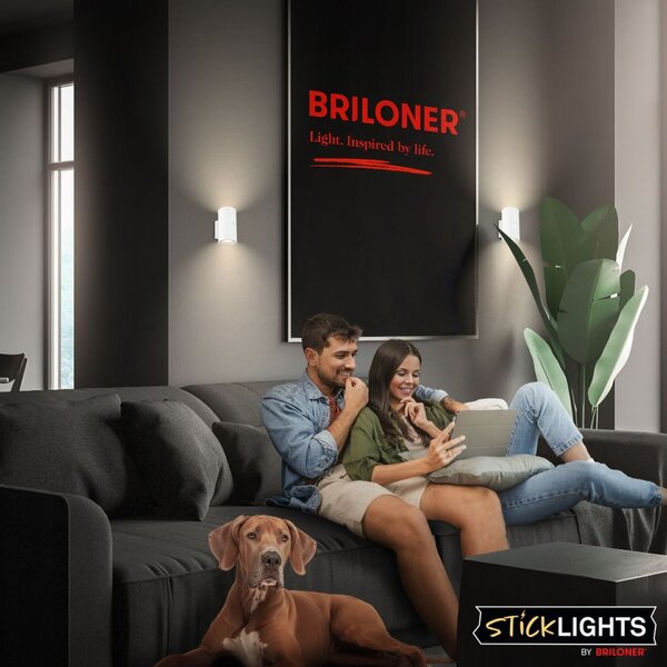 BRILONER Isy nástěnné svítidlo - 2W, 200lm, nabíjecí, LED, dotykový vypínač, stmívatelné, bílé 3942016