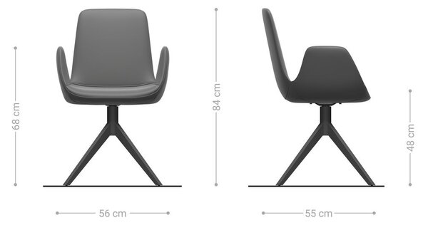 DELIFE Jídelní židle Ilia-Flex s područkami mikrovlákno antracit vintage křížová podnož široká titanová barva 360° otočná