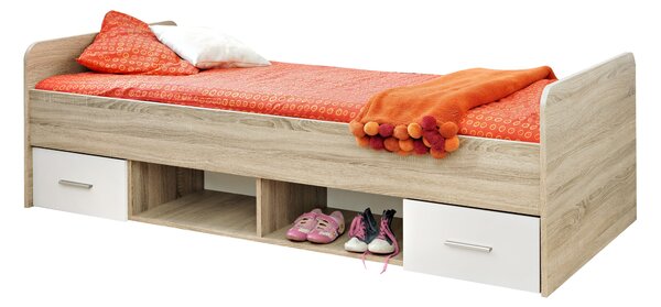 Jednolůžková postel 90 cm Daron 23 DSW DI-04 (dub sonoma + bílá) (se zásuvkami)
