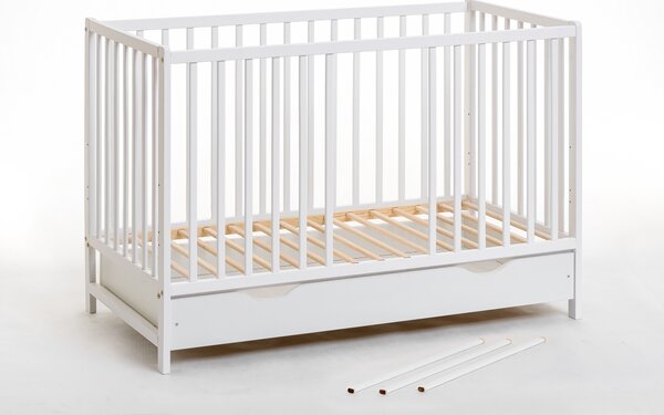 Dětská postýlka 60 cm Cathi II 26 WW BCP + M (bílá) (s matrací a úl. prostorem)