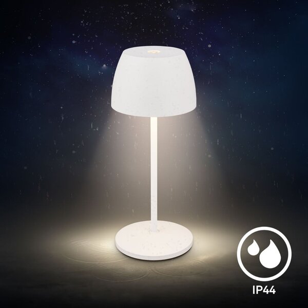 BRILONER Serina Mini LED stolní lampička bezdrátová IP44, stmívatelné, s nabíjecí základnou, bílé 7504016