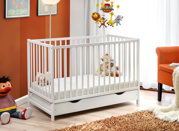 Dětská postýlka 60 cm Cathi II 26 WW BCP + M (bílá) (s matrací a úl. prostorem)