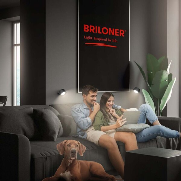 BRILONER Tari nástěnné bodové svítidlo - 1,6W, 160lm, LED, nabíjecí, CCT, stmívatelné, bezdrátové, černá 3896015