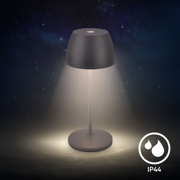 BRILONER Serina Mini LED stolní lampička bezdrátová IP44, stmívatelné, s nabíjecí základnou, antracit 7504015