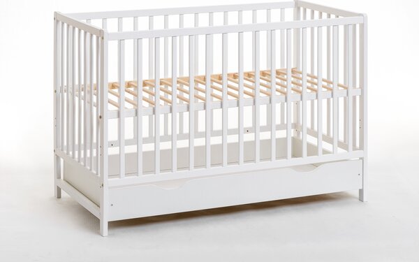 Dětská postýlka 60 cm Cathi II 26 WW BCP + M (bílá) (s matrací a úl. prostorem)