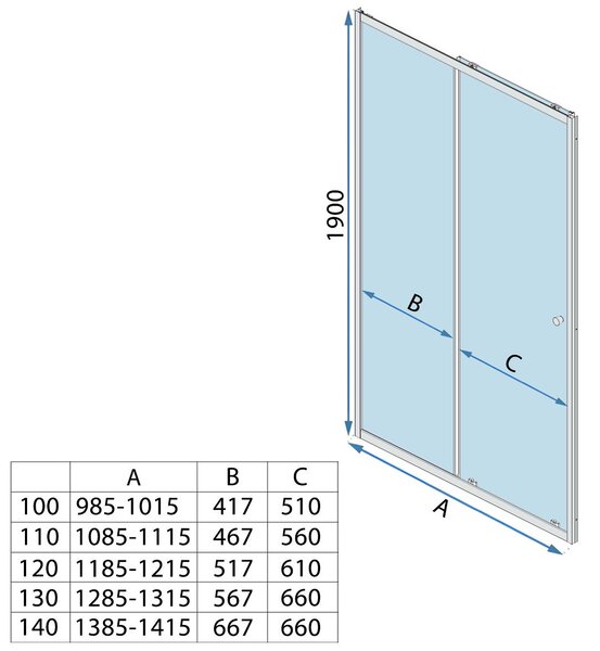 Jednokřídlé posuvné sprchové dveře REA PRIMO SLIDE 100 cm pro instalaci do niky, chrom/transparent - bez vaničky