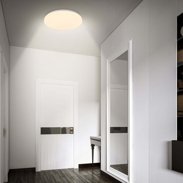 BRILONER Walk LED stropní svítidlo IP54, 3m dosah čidla, pohybové čidlo bílé 3827016