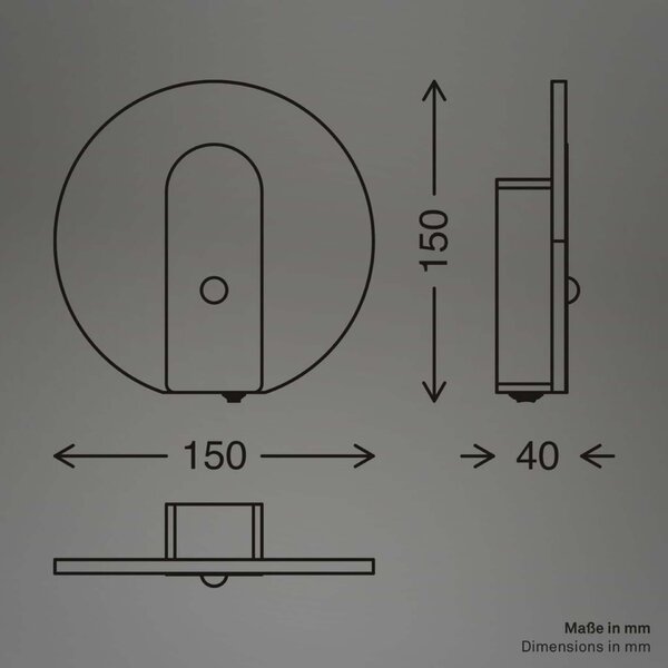 BRILONER Taro nástěnné svítidlo - 2,5W, 100lm, bezdrátové, LED, s pohybové čidlo, černá 3889015