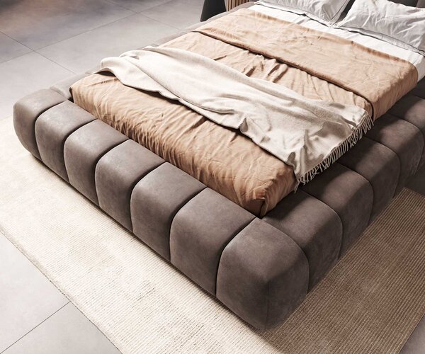 DELIFE Čalouněná postel Cutio 140x200 cm mikrovlákno taupe vintage