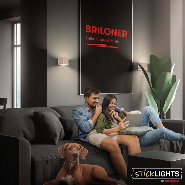 BRILONER Borra nástěnné svítidlo - 1,5W, 100lm, bezdrátové, LED, s pohybovým čidlem, béžové 3879011