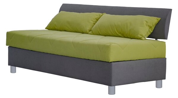 Jednolůžková postel (válenda) 90 cm Blanár Roman (šedá + zelená) (s matrací z HR pěny) (s úložným prostorem). Vlastní profesionální přeprava až k Vám domů 1018142