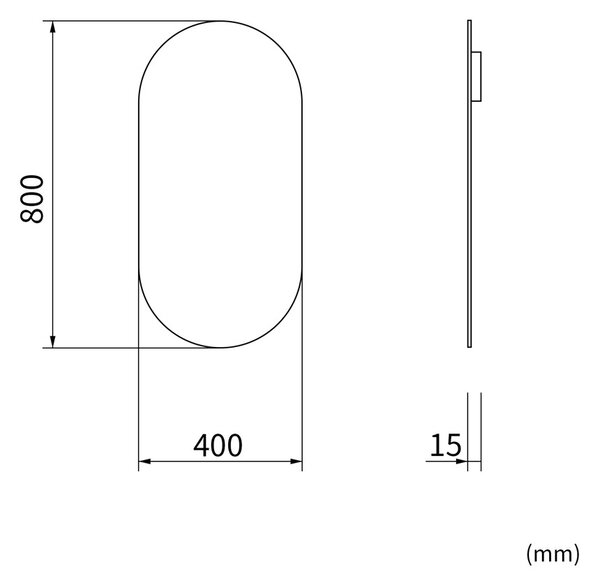 Erga Oval, oválné zrcadlo 40x80cm, ERG-V01-OVAL-4080-CL