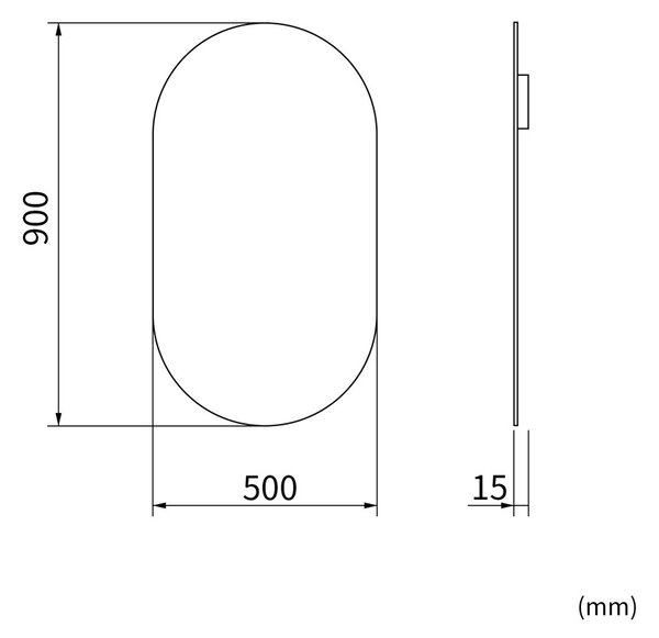 Erga Oval, oválné zrcadlo 50x90cm, ERG-V01-OVAL-5090-CL