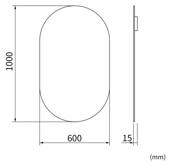 Erga Oval, oválné zrcadlo 60x100cm, ERG-V01-OVAL-6010-CL