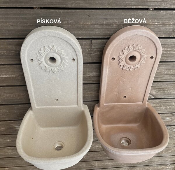 ROTO zahradní umyvadlo Slunce 63 cm pískové - kohoutek Drak, výpusť