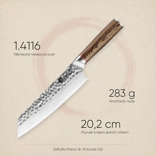 Kiritsuke nůž z německé oceli SaKuRo Pakka-B 20,2 cm