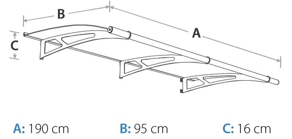 Schulte Dveřní vchodová stříška Polymer Lightline L čiré plexi 190 cm Nerez
