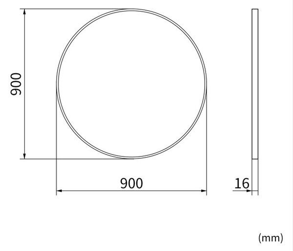 Erga Round, kulaté zrcadlo 90cm, zlatý rám, ERG-V01-ROUND-9090-GD
