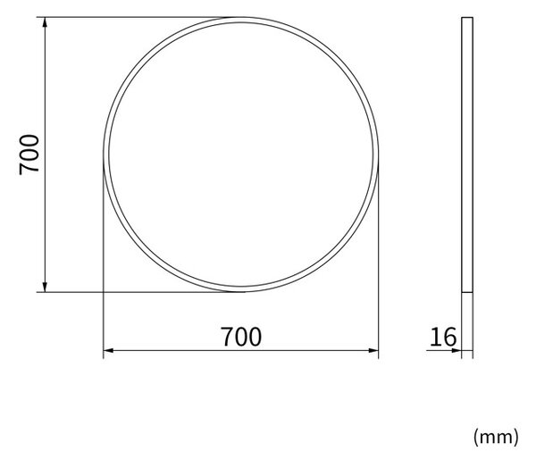 Erga Round, kulaté zrcadlo 70cm, zlatý rám, ERG-V01-ROUND-7070-GD