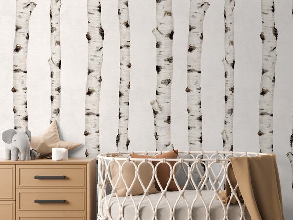 FUGU Dětská tapeta Březový háj – Birch Trees Materiál: Digitální eko vlies - klasická tapeta nesamolepicí