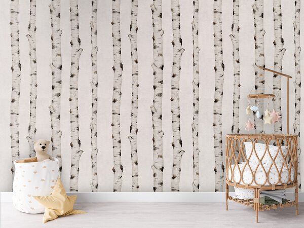 FUGU Dětská tapeta Březový háj – Birch Trees Materiál: Digitální eko vlies - klasická tapeta nesamolepicí