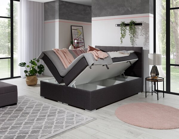 HezkýNábytek.cz Boxspring postel 180 cm Abbie (světle šedá) (s matracemi). 1027425
